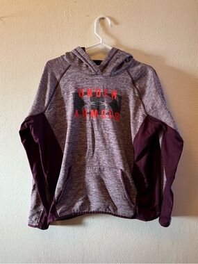 EUC- Under Armour Storm Coldgear Hoodie Maroon Heathered Pullover Logo XXL